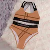 Maillot de bain classique à carreaux lettre Logo Bikini pour femmes soutien-gorge de sport taille haute maillots de bain deux pièces