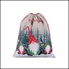 Christmas Decorations Bag Size Merry Christmas Dstring Cartoon Stanta Print Children Candy Gift Bags Home Decor Drop Delivery Garden Dhpv6