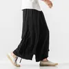 Men's Pants 2022 Men Wide Leg Streewear Cotton Linen Loose Jogging Male Harajuku Style Sweatpants Fashion Casual Trousers
