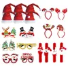 Рождественские украшения веселые украшения набор Санта -Клаус Шляпы снеговик, лоська, рождественская повязка на голову для детей детей для взрослого года. Подарок 221117
