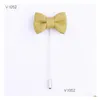 Pins Brooches Pins Brooches Mens Bowknot Breastpin Women Cor Classic Fabric Butterfly Cloth Ornament Fashion Suit Metal Accessories Dhzr4