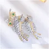 Pins Brooches Brooches Trendy Floral Blooming Delicate Bird Zircon Exaggerated Brooch Luxury Temperament Flower Goldplated Women Ye Dhhpl