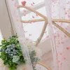 Curtain Simple Designed Fashion Trend Half Shading Transparent Yarn Pink Flower Embroidery Modern Light Thin