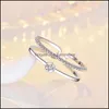 Band Rings 18K Rose Gold Dual Layer Ring Band Finger Open Adjustable Diamond Rings Engagement Fashion Jewelry Gift Drop Delivery Dhm8H