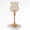 Ljusstakar Crystal Lantern Gold Candlestick Holder Centerpiece Decor 18cm