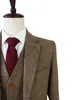 Abiti da uomo Blazer abiti slim fit su misura per uomo lana retrò Abito da sposa in tweed marrone a spina di pesce abito da uomo personalizzato in 3 pezzi 221117