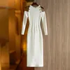 Casual Dresses Elegant Women est Sexy Off-Shoulder Black White Long Knitted Nice Skinny Sheath Dress 221117