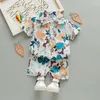 Kläder sätter barn baby pojke kläder casual bohemian sommar blommig tryck 2-stycken kortärmad t-shirt shorts strandkläder kostym