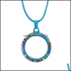 Lockets Crystal العائمة قلادة مدجنة DIY إطارات زجاجية جولة الدائرة سحر القلادة النساء الفتيات أزياء المجوهرات إسقاط تسليم معلقة dhciv