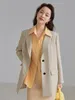 Womens Suits Blazers FSLE Suit Collar Full Regular Sleeve Loose waist Rear Fork Design Coat Office Lady Solid Single Breasted Blazer 221117