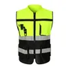 High-end aangepaste grote pocket reflecterend vest gebarmeerd geel en zwart verkeer commando fietsen slijtage Oxford Reflective Band