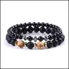 Charm Bracelets Fashion Cross Wooden Beads Bracelet Charm Black Agate Bracelets Bangle Cuff For Women Men Jewelry Drop Delivery Dhxtr