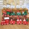 Decorazioni natalizie Set di ornamenti per treni in legno Simpatici regali giocattolo rosso verde per la casa dei bambini