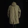 Erkek Ceketler Amerikan Vintage M51 Parka Ceket Kapşonlu Zip çok cepli gevşek orta uzunlukta rüzgarlık sonbahar kış gündelik balık kuyruğu ceket