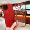 Luksusowe obudowy Bling Glitter Posłynia magnetyczna okładka telefoniczna dla iPhone'a 11 12 Pro Max 13 14 Pro XS XR 7 8 Plus7498783