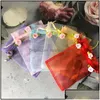 Present wrap present wrap 10st bröllop godis väska med souvenir retur smycken förpackning kinesisk vanlig floret organza net drop mylarbagsho dhvjk