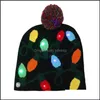 Juldekorationer Juldekorationer LED Party Hat Xmas Tree Snowman Snowflake Styles Sticking Beanie Fashion Glowing Caps AR Dhyjk