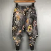 Calça masculina masculino de maré de flor da maré masculina esportes de lazer coreano jovens slim harem hip hop streetwear