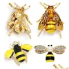 Pinnen broches pins broches mode unisex vliegende insecten honingbij honingbij kristal strass booch pin cor kleding jas accessoire sieraden dhaot