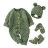 Macacão roupas de bebê outono inverno tricô nascido meninos meninas macacões lisos lisos moda criança criança unissex vestir 221117