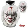 Sweats à capuche pour hommes hiver mode horreur Clown impression 3D sweat à capuche unisexe décontracté Cool hommes pull