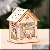 Christmas Decorations Christmas Log Cabin Hangs Wood Craft Kit Puzzle Toy House With Candle Light Bar Home Decorations Gift Drop Del Dhwmy