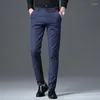 Calça masculina Terno masculino de alta qualidade O outono de inverno vestido de negócios reta de listras formais de faixa formal grande tamanho 38