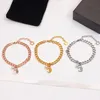 Design de luxe Bracelets Marque Lettre Bracelet Chaîne Femmes Célèbres Plaqué Or 18K Crysatl Strass Perle Bracelet Lien Chaîne Couple Cadeaux Bijoux