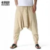 Pantalon homme Hippie Harem mode Baggy coton lin Boho bas entrejambe pantalon mâle ample décontracté Yoga Jogging Streetwear