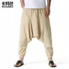 Men's Pants Mens Hippie Harem Fashion Baggy Cotton Linen Boho Low Drop Crotch Trousers Male Loose Casual Yoga Jogging Streetwear