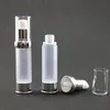 200 Stück 15 ml 20 ml 30 ml Silber mattierte Airless-Flasche Kunststoff-Lotionsflasche Mattierte Acryl-Vakuumflasche mit Airless-Pumpe # DFZF42