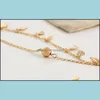 Anklets Sier Gold dubbelskikt Tasselblad Ankletkedja armband Summer Beach Foot Chains Fashion Jewelry for Women Drop Delivery Dhnrt