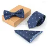 Bow Ties HOOYI 2023 For Men Tie Set Bowtie Handkerchiefs Wedding Groom Business 43 Designs Dot Stripe Pocket Square