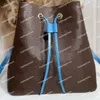 Neonoe Mm Bags Bucket Bag Designer Schulter Mode Leder Klassiker Cross Body Gurt Drawschnellschnur Ripple Pochette345w
