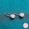 Dangle Earrings Geoki Luxury 925 Sterling Silver Passed Diamond Test Round Perfect Cut D Color VVS1 Moissanite Natural Pearl V Drop
