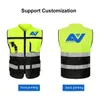 High-end aangepaste grote pocket reflecterend vest gebarmeerd geel en zwart verkeer commando fietsen slijtage Oxford Reflective Band