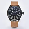 Нарученные часы 4 модели ручной панель мужские часы 44 -мм наручные часы полированный корпус 6497 Движение белый/черный циферблат со светящейся руками кожа