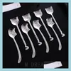 Spoons Creative Coffee Spoons Long Tail Cat Teaspoon Bent Handle Stainless Steel Dessert Spoon Birthday Gift Tableware Drop Delivery Dh0Xj