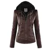 Giubbotti da donna Giacca in ecopelle Donna 2021 Giacca basic Cappotto Donna Giacca invernale da moto Ecopelle scamosciata PU Cerniera con cappuccio Capispalla T221105