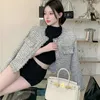 Vestes pour femmes Automne coréen Vêtements pour femmes Abricot Chic Luxe Laine Tweed Manteau Élégant Tout-Match Gland Mince Causal Casaco Outwear