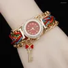 Wristwatches Ethnic Style Ladies Chain Woven Watch Key Pendant Set With Diamonds British