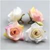 Couronnes De Fleurs Décoratives 100 Pcs Diy Artificielle Rose Blanche Tête De Fleurs En Soie Pour La Maison Décoration De Fête De Mariage Guirlande Cadeau Boîte Sc Dhgjt