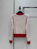 Dames truien designer merk dezelfde stijl 2023 nieuwe veer o nek lange mouw print high -end jacquard pullovers trui z3kd