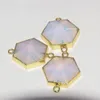 Pendant Necklaces Gold Bezel Opal Stone Connector 2022 Women Accessories Hexagon Big White Energy Healing Gem Stones Female 6 Face As Gift