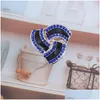 Pins Brooches Pins Brooches Elegant Ladies Scarf Buckle Plant Flowers Blue Rhinestone Shape Brooch Alloy Material Fashion Women Jew Dh1B2