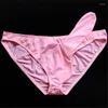 Underpants Mens Penis Sheath Briefs Transparent Breathable Ice Silk Panties Sexy Male Gay Underwear Jockstrap Erotic Lingerie Bikini Cuecas