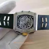 Verkoop goed herenhorloges 44 mm x 50 mm RM11-03 RG-003 Skeleton roestvrij staal zwart rubberen banden transparant mechanisch automatisch heren herenhorloge horloges
