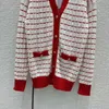 Women's Sweaters Designer Milan Runway 2023 New Spring Long Sleeves v Neck Print High End Jacquard Cardigan NXAN