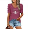 Dames t shirts v nek shirt dames zomer casual bijen print tops losse vintage vrouwelijke tee streetwear y2k short mouw kleren s-2xl