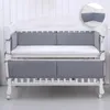 Pillow Mesh Crib Liner Washable Anti-Bump Padded Cotton Rail Guard Bedding Bumpers Solid Color4 In 1 Breathable Mini Baby Bed